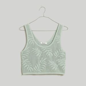 NWOT Madewell Sage Mist Green Palm-Stitch Crop Sweater Tank Medium